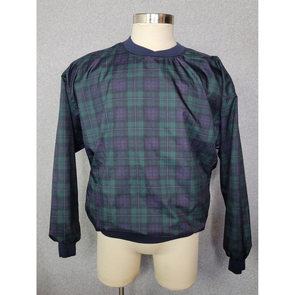 Roche Reversible Windbreaker Jacket Mens M Plaid Tartan Golf Pullover USA